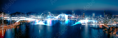 Photography Hong Kong city aerial view at sunset