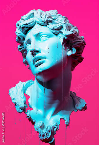 Gypsum pop art aesthetic statue head