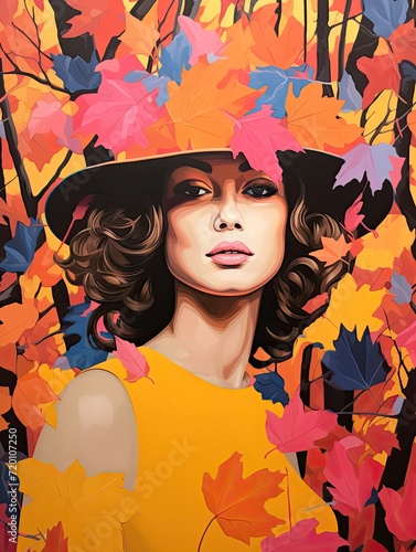 Vibrant Pop Art Portraits: Autumn Vibes, Fall Pop Colors, Forest Wall Art © Michael
