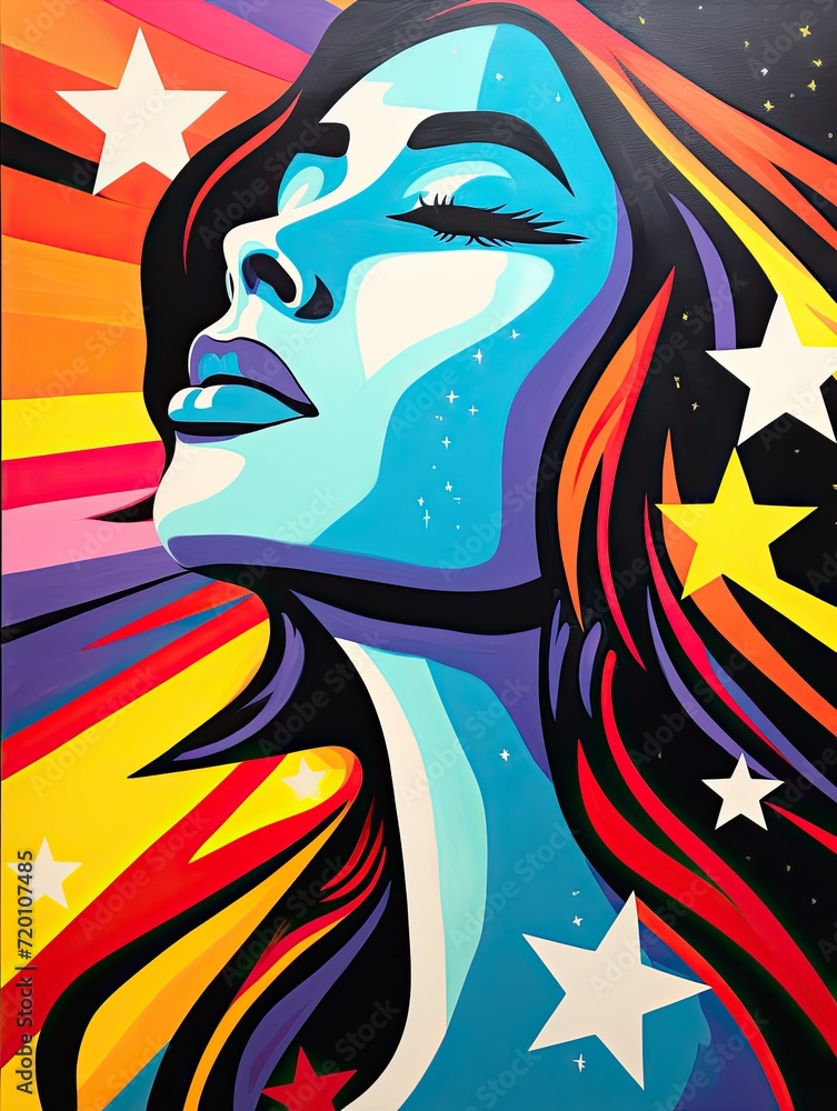 Fototapeta Vibrant Pop Art Portraits: Modern Stars - Abstract Landscape Framed Print