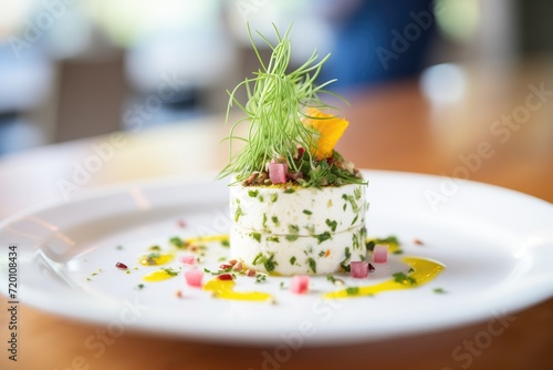 fresh goat cheese with herbs on top