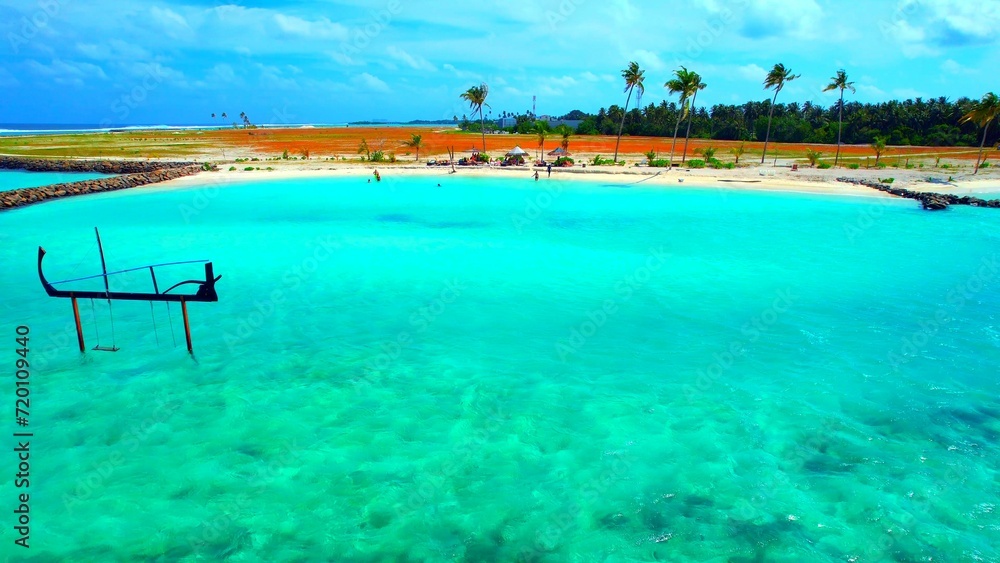 Maldives - Huraa Island - Bathing beach with water swing
