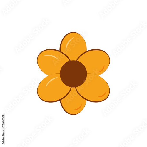 Flat vector orange flower. The concept of floriculture, botany, gardening, decoration. Illustration isolated on white background, eps 10.