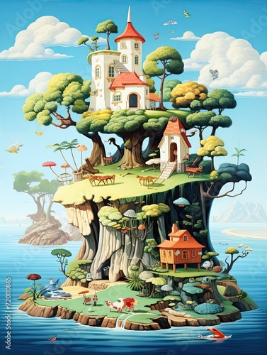 Whimsical Nursery Rhyme Art  Fabled Island Tales on an Enchanting Island