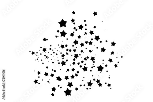 Modern template of luxurious black stars. Elegant design for greeting cards  business  presentation or congratulations. Meteoroids  comets  asteroids and stars. Powder star on white background. 