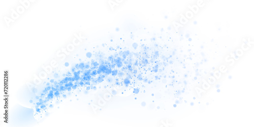 Magic blue wind picture with festive theme isolated on a transparent background. Blue comet picture with sparkling stars and dust. Format PNG 