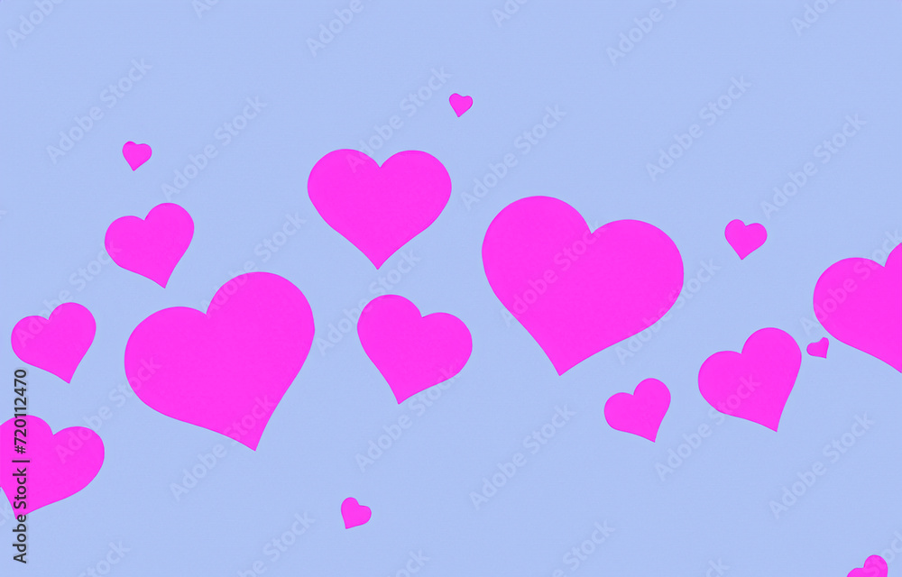 Pink hearts on a lavender background