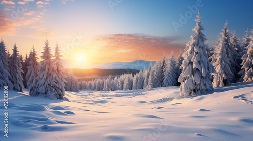 winter panorama on the forest. Winter landscape © Pakhnyushchyy