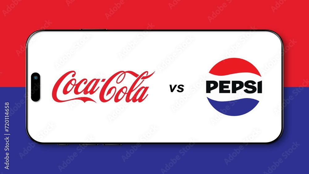 Istanbul, Turkey 26 January 2024 Coca Cola vs Pepsi Cola brand logos