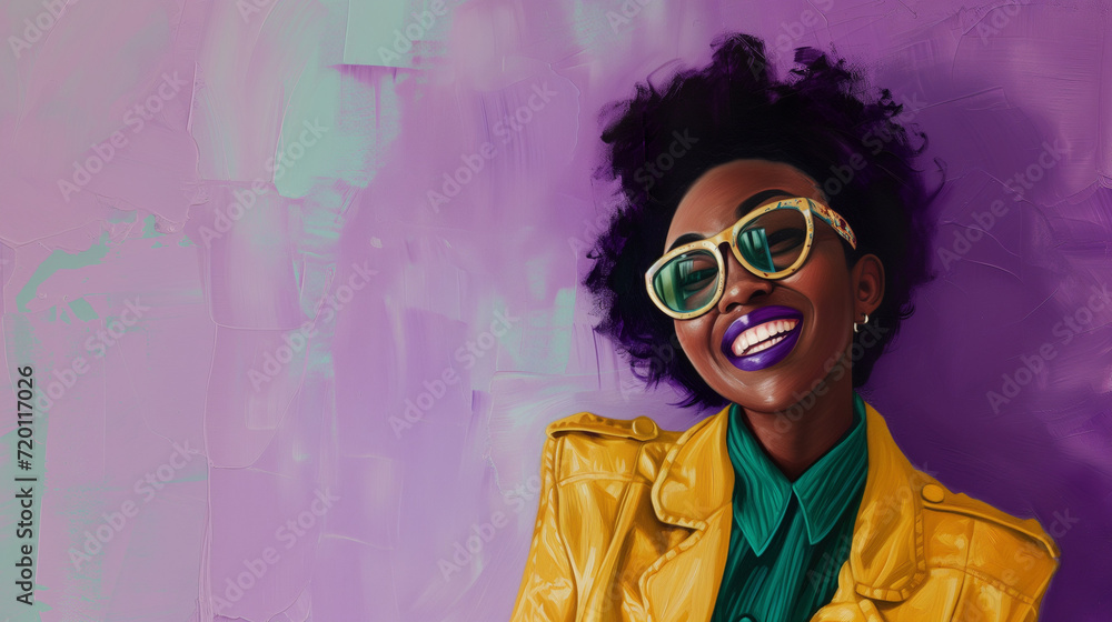 © Sophie - Happy International Women's Day illustration representing inclusion and diversity in the workplace. Digital painting of a cool young black african american businesswoman. Copy space © Sophie - Happy International Women's Day illustration representing inclusion and diversity in the workplace. Digital painting of a cool young black african american businesswoman. Copy space