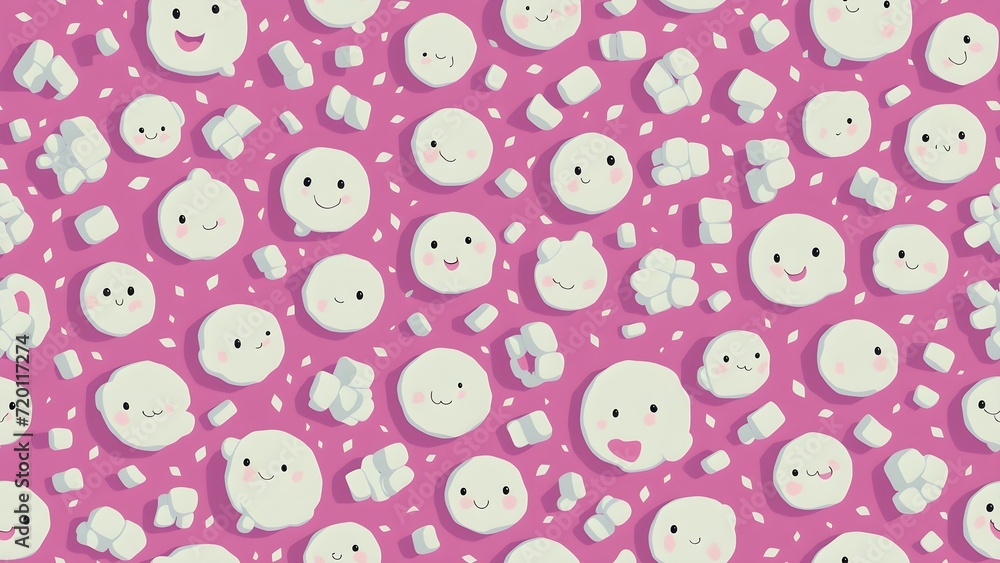 White sweet marshmallows pattern on a solid background. Seamless pattern for bakery, pastry shop, confectionery, wrapping paper or packaging White sweet marshmallows pattern on a solid background. Seamless pattern for bakery, pastry shop, confectionery, wrapping paper or packaging