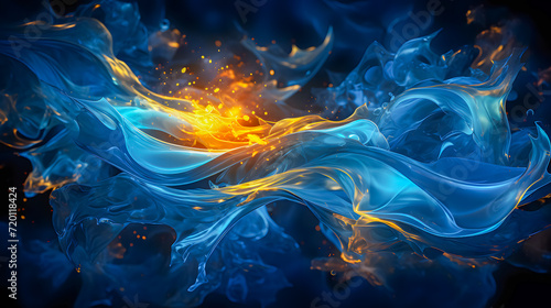 an abstract blue and yellow background (Generative AI)