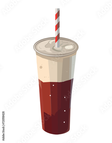 Burger element of colorful set. This cartoon image shows a wonderful drink - Coca Cola, which will perfectly complement delicious fast food. Vector illustration.