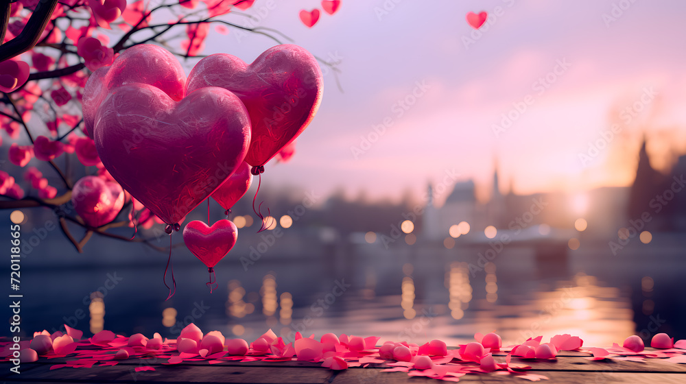 a romantic background with hearts (Generative AI)