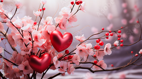 Obraz na płótnie a romantic background with hearts (Generative AI) w salonie