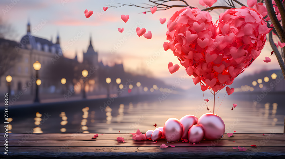 a romantic background with hearts (Generative AI)