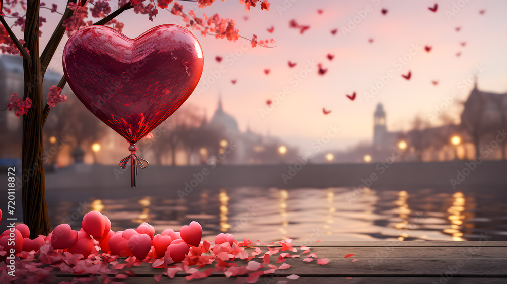 a romantic background with hearts (Generative AI)