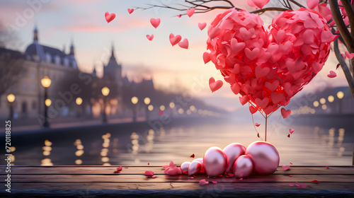 Obraz na płótnie a romantic background with hearts (Generative AI) w salonie