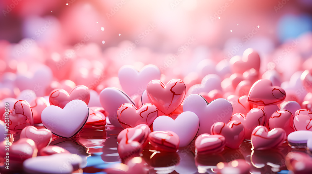 many hearts in red and pink (Generative AI)