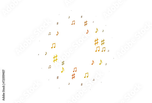 Light Yellow, Orange vector template with musical symbols.