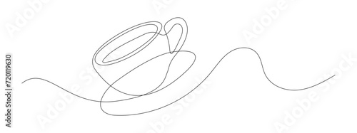 one continuous line art of coffee in a mug. editable stroke