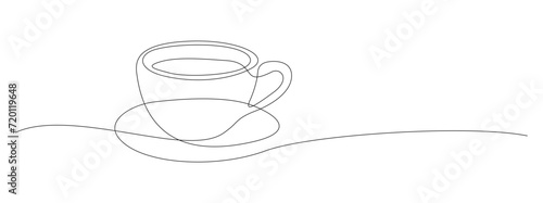 one continuous line art of coffee in a mug. editable stroke