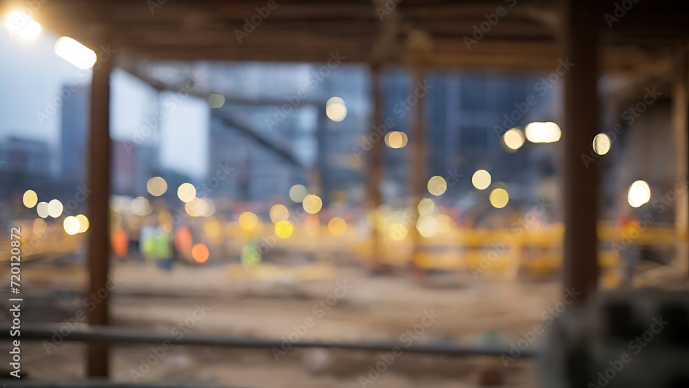 Blurred construction site scene for background, blurred construction area background, yellow, with bokeh background, Generative AI Blurred construction site scene for background, blurred construction area background, yellow, with bokeh background, Generative AI