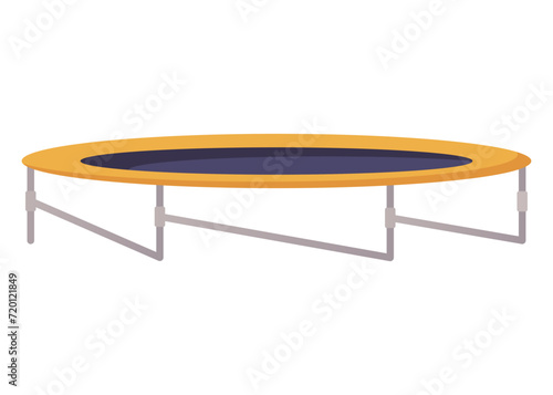 Jumping trampoline for children and adults. Indoor or outdoor fun, fitness jumping. Equipment acrobatic and gymnastic exercises. Vector illustration