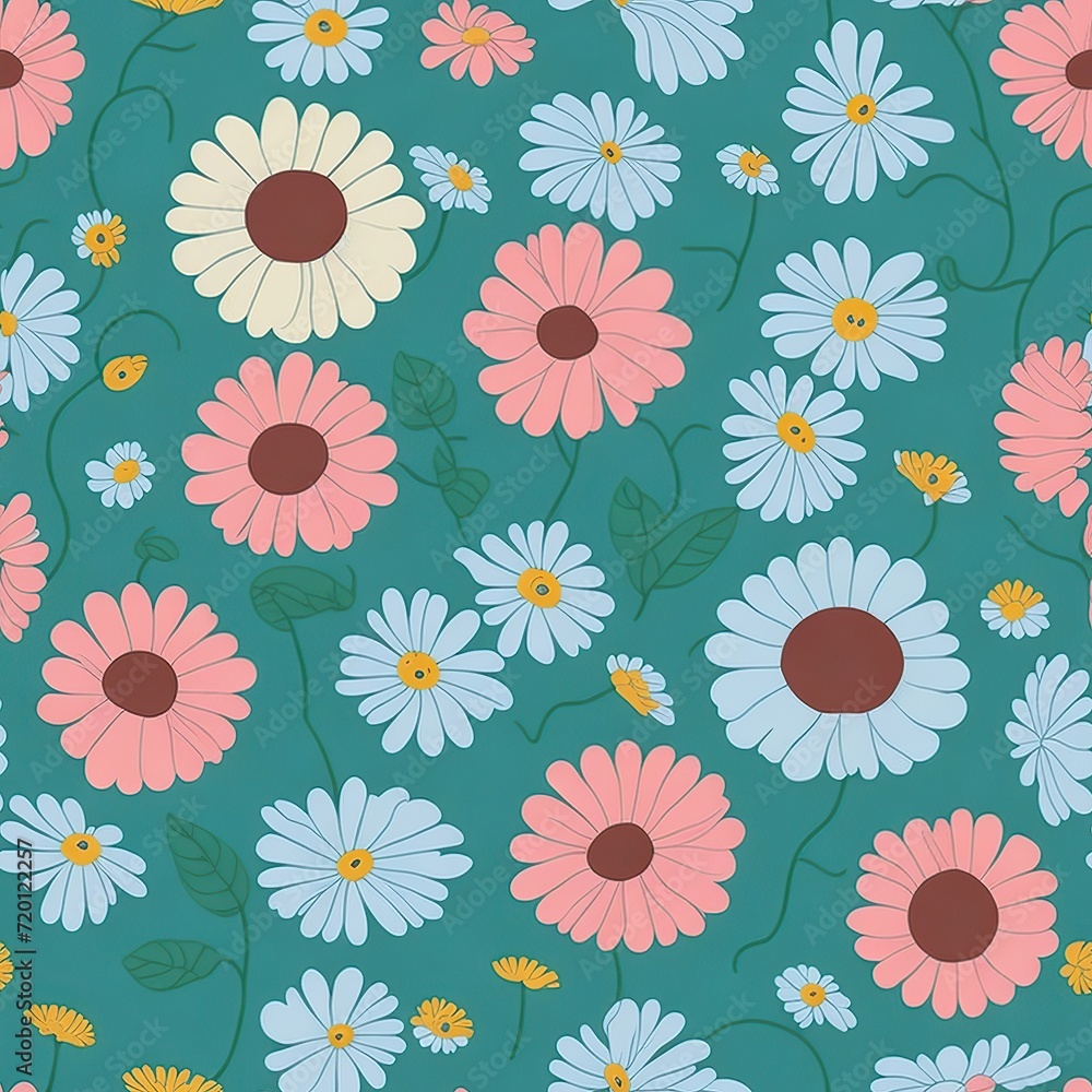 Obraz premium seamless of various color flowers pattern; 