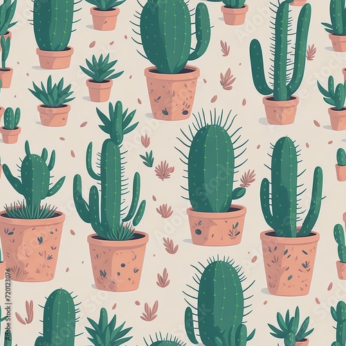 seamless pattern of graffic cactus photo
