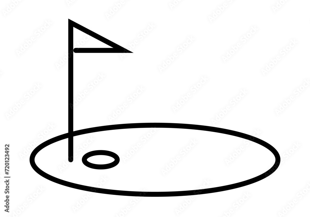 Icono negro de campo de golf en fondo blanco. Icono negro de campo de golf en fondo blanco.