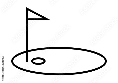 Icono negro de campo de golf en fondo blanco.
