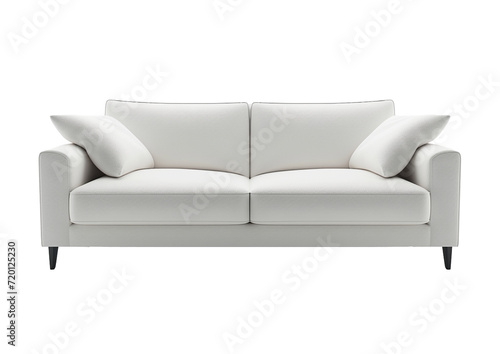 A sleek and minimalist modern sofa isolated on a transparent background. © Kosal