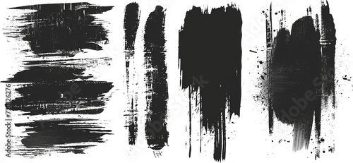 Foto Stroke. Set of Black Ink Strokes. Grunge Dirty Stylish Elements