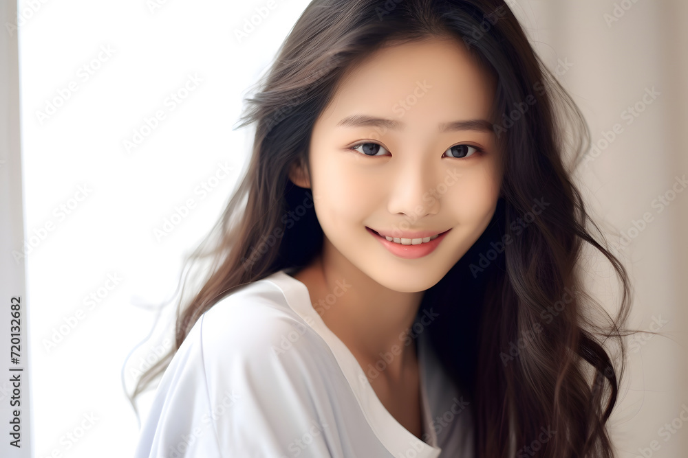 A smiling Asian woman beautifully rendered in sepia tones on an empty background, with a vintage-inspired aesthetic enhanced by sharp, defined lines Generative AI. A smiling Asian woman beautifully rendered in sepia tones on an empty background, with a vintage-inspired aesthetic enhanced by sharp, defined lines Generative AI.