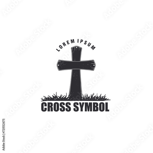 cross wood vintage monochrome logo vector graphic illustration