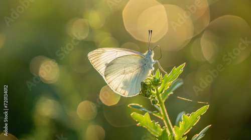 Closeup of small white aporia crataegi butterfly