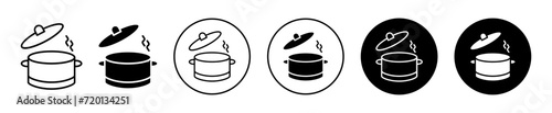 Cooking pot vector icon set collection. Cooking pot Outline flat Icon.