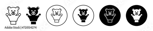 Hand puppet vector icon set collection. Hand puppet Outline flat Icon.
