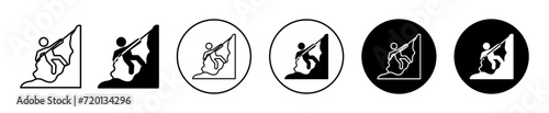 Rappelling vector icon set collection. Rappelling Outline flat Icon. photo