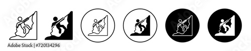 Rappelling vector icon set collection. Rappelling Outline flat Icon.