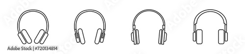 Earphones icon set. Listen music icon. Modern vector design sound headphones. Stereo headphones isolated graphic sign in vector flat