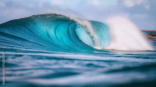 Big wave breaking at sunset stock, Close up detail of powerful teal blue wave breaking in open ocean on a bright sunny afternoon stock, White Wave Breaks Through Blue Seas Background, teal blue wave