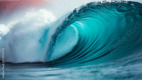 Big wave breaking at sunset stock  Close up detail of powerful teal blue wave breaking in open ocean on a bright sunny afternoon stock  White Wave Breaks Through Blue Seas Background  teal blue wave