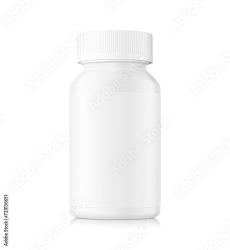 Mockup of plastic bottle. Vector illustration isolated on white background. Can be used for medical, cosmetic and etc. Perfect for final pack shot of your product. EPS10.