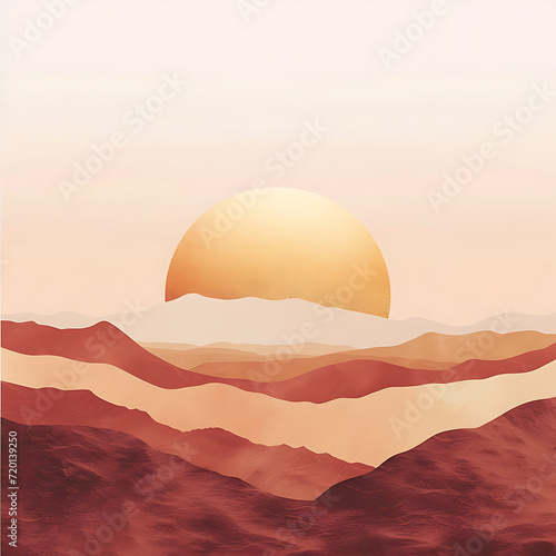 Desert sunset gradient in warm terracotta, peach, and golden hues with a grainy texture for a serene outdoor event poster