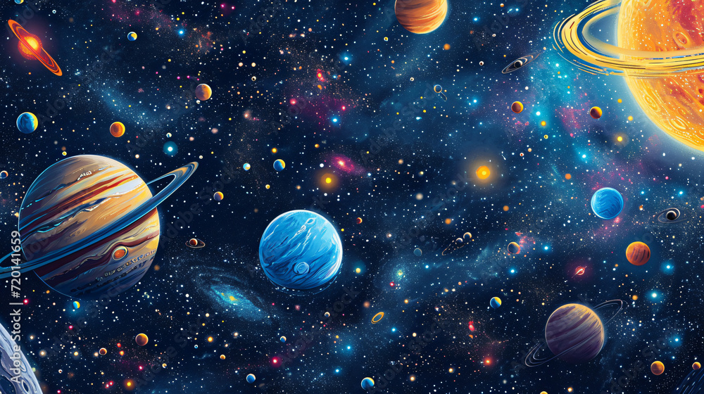 Naklejka premium Galactic and planet stars in space.