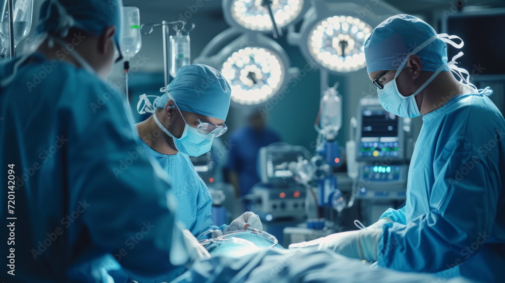 Surgeons Observing High-Precision Programmable Automated Robot Arms Operating Patient In High-Tech Hospital,generative ai Surgeons Observing High-Precision Programmable Automated Robot Arms Operating Patient In High-Tech Hospital,generative ai
