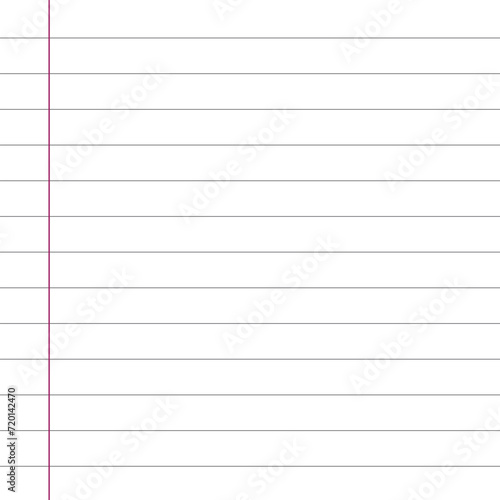 Blank loose leaf notebook paper background. Realistic line paper note. lined vector horizontal illustration with white background.