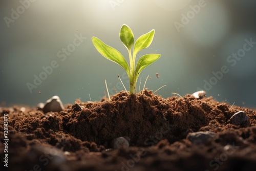 Sprouting plant on white background.